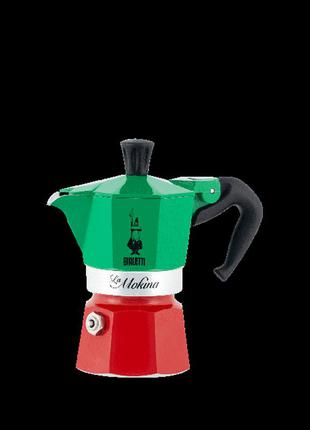 Кофеварка гейзерная bialetti la mokina italia tricolore на 1/2 чашки (40 мл.)1 фото