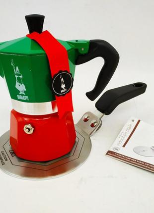 Кофеварка гейзерная bialetti la mokina italia tricolore на 1/2 чашки (40 мл.)7 фото