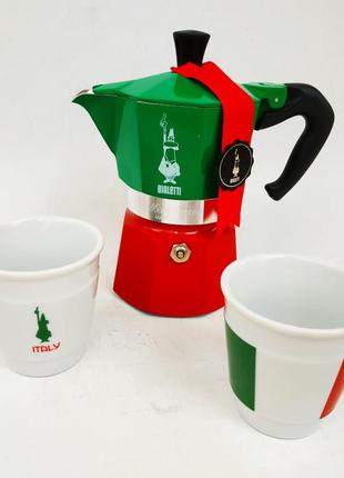 Кофеварка гейзерная bialetti la mokina italia tricolore на 1/2 чашки (40 мл.)4 фото