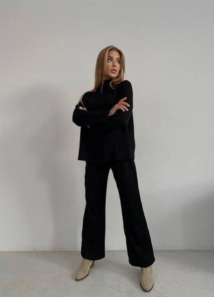 Жіночий ангоровый костюм чорний штани прямі кофта оверсайз модний трендовий стильний вільного крою5 фото