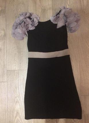 Оригинальное чёрное короткое платье с открытой спиной atm2 фото