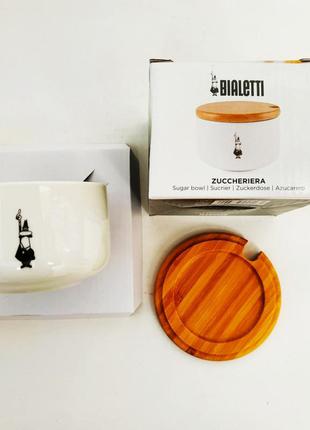 Сахарница с деревянной крышкой bialetti zuccheriera branding collection (sugar bowl)