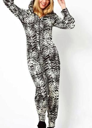 Мегаклассный ромпер домашний костюм на молнии принт зебра buzy collection