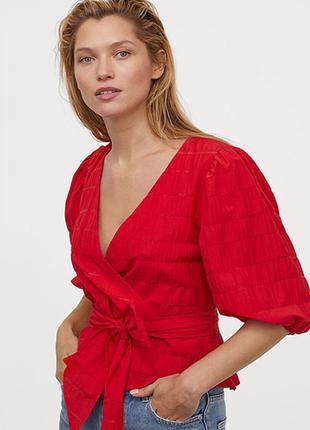 Блузка на запаху з пишним рукавом h&m