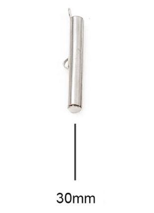 Концевик для браслетов,  украшений станочного плетения, цвет серебро 30 мм - 1 пара