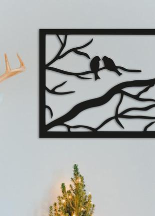 Об'ємна картина з дерева decart птиці в рамці 50х40 см