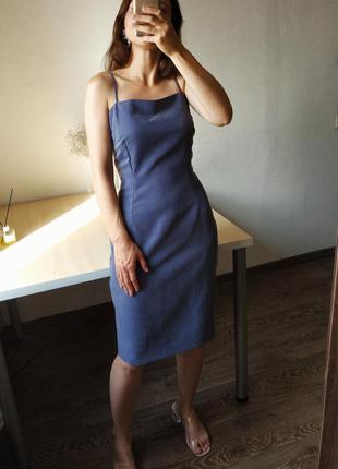 Сукня комбінація сарафан блакитний сірий синій міді футляр m l модал