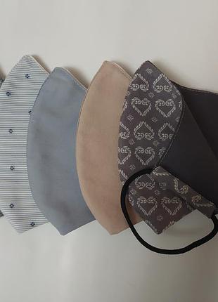 Набір багаторазових масок тканинні бавовна, двошарові, захисні для обличчя.