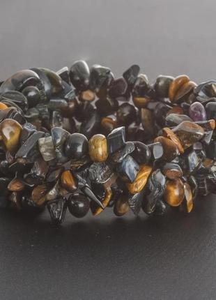 Браслет соколине око "кам'яна крихта" на резинці