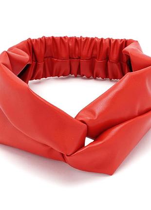 Повязка-чалма на голову из эко кожи на резинке красная