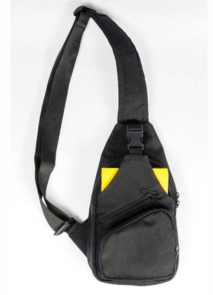 Повседневная мужская сумка - слинг черная органайзер нагрудная (mbm0011d)