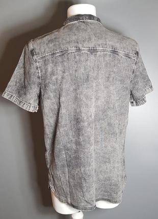 Рубашка тонкий джинс серая вываренная с коротким рукавом h&m4 фото