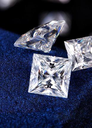 Moissanite муассанит 7 мм білий 2.5 ct princess moissanite