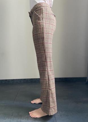 Жіночі вовняні брюки в клітку прямі5 фото