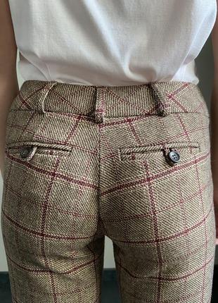 Жіночі вовняні брюки в клітку прямі7 фото