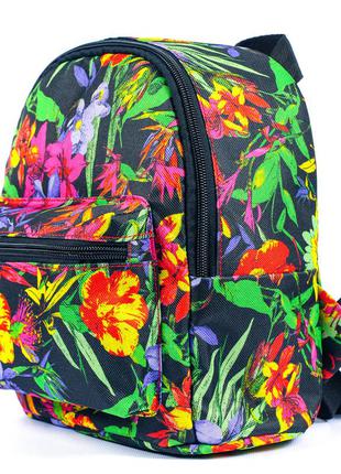 Детский рюкзак маленький чорный + разноцветный для детского сада яркий с цветочным принтом 5л (mbk0011)5 фото