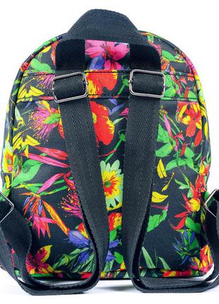 Дитячий рюкзак маленький чорний + кольоровий для дитячого садка яскравий з квітковим принтом 5л (mbk0011)7 фото