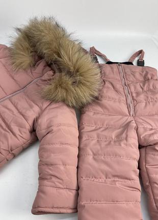 Пудровий комплект зимовий куртка та штани високі напівкомбінезону на флісі до -30 морозу7 фото