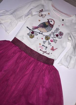 Красивый нарядный комплект на девочку юбка кофта блузка6 фото