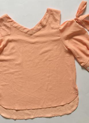 Сорочка блуза на зав'язках персикового кольору4 фото
