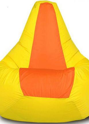 Кресло-мешок груша хатка элит большая желтая с оранжевым1 фото