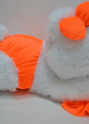 Алина плюшевая мишка малышка 45 см бело-оранжевый3 фото