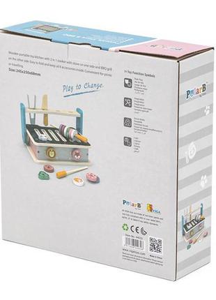 Детская плита viga toys polarb с посудой и грилем, складная (44032)8 фото