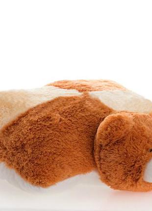Подушка алина мишка 45 см персиково-коричневый с белым