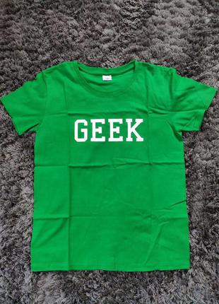 Жіноча футболка geek жіноча з коротким рукавом зелена, розмір