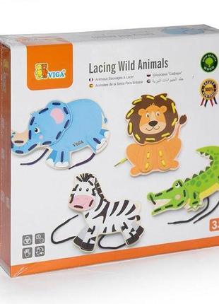 Шнуровка viga toys "дикие животные" (51326)