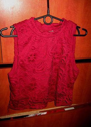 Топ crop кружевом бордовый