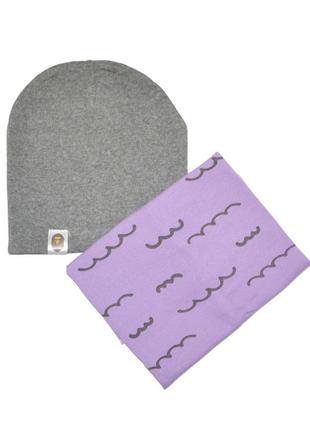Комплект шапка подвійна і шарф-хомут з малюнком