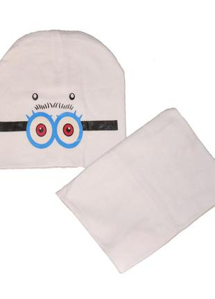 Шапка и шарф снуд трикотажный миньон