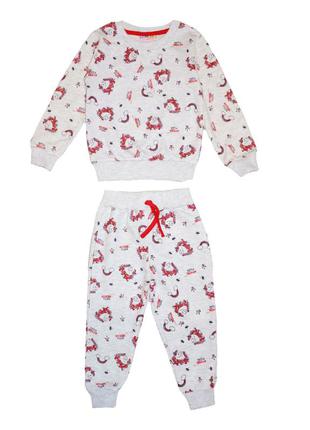 Костюм (кофта, брюки) на байке с единорогом серый