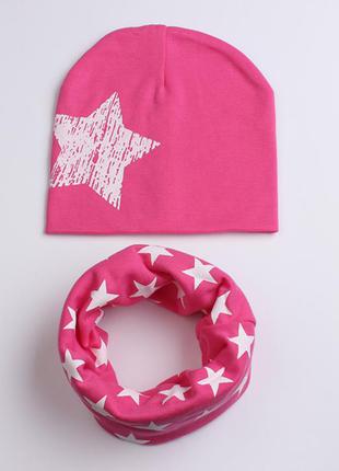 Набір комплект шапка і шарф снуд "зірка"2 фото