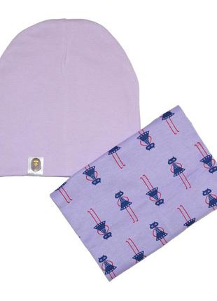 Комплект шапка і шарф-снуд з малюнком