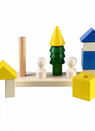 Конструктор пирамидка соседи развивающая деревянная игрушка тато кс-001