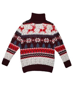 Пуловер рождественский с орнаментом бордовый1 фото