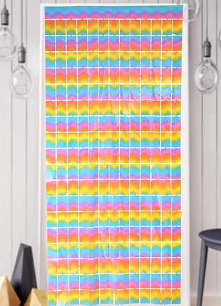 Шторки дощик для фотозони кубиками 2 м на 1 м різнобарвний