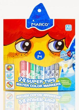 Фломастери super washable 24 кольори тм marco 1630-24cb