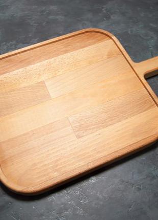 Сервировочная доска деревянная тарелка для подачи стейка шашлыка мясных блюд суши и нарезки 36х24 см "аквадро"2 фото