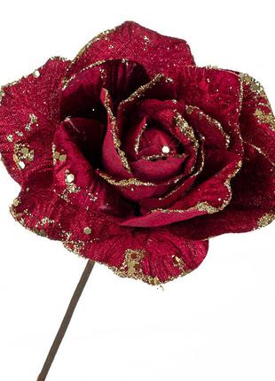 Цветок для новогоднего декора 22 см бордовый (6009-047)