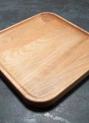 Сервірувальна дошка дерев'яна тарілка для подачі стейка шашлику м'ясних страв та нарізки 29х29 см "аквадра"2 фото