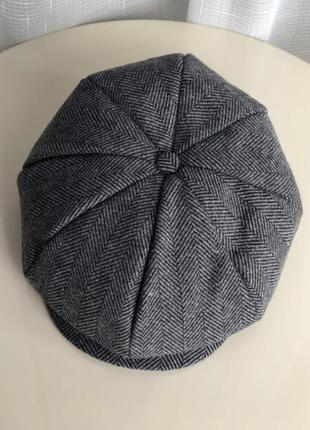 Мужской восьмиугольный берет  ганстерская  ретро шляпа темно серая (56-60 см)