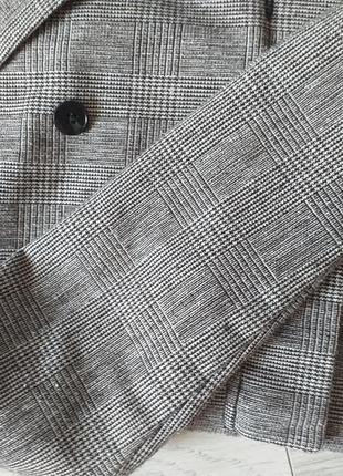 Пиджак свободного кроя кежуал коричневая клетка стильный модный5 фото