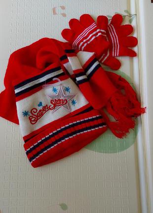 Шапка, шарф і рукавички новий набір з етикеткою3 фото