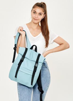 Жіночий блакитний рюкзак рол дуже місткий і практичний для активних дівчат1 фото