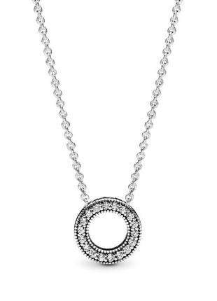 Ожерелье пандора серебро 925 проба ale цирконий пломба бирка маленький круг камней логотип бренда с камушками цепочка кулон подвеска7 фото