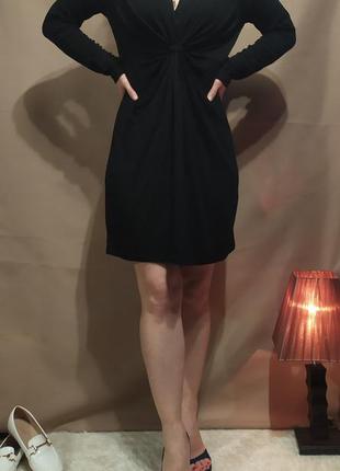 Чёрное трикотажное платье мини sem per lei размер  m l (38)