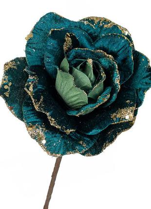 Цветок для новогоднего декора 22 см синий (6009-046)